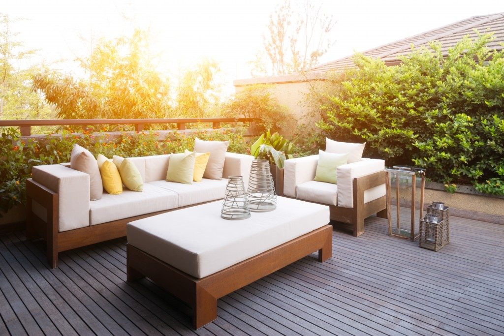 house rooftop with beautiful lounge chairs and sofa