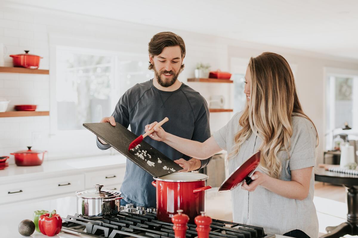 family cooking together