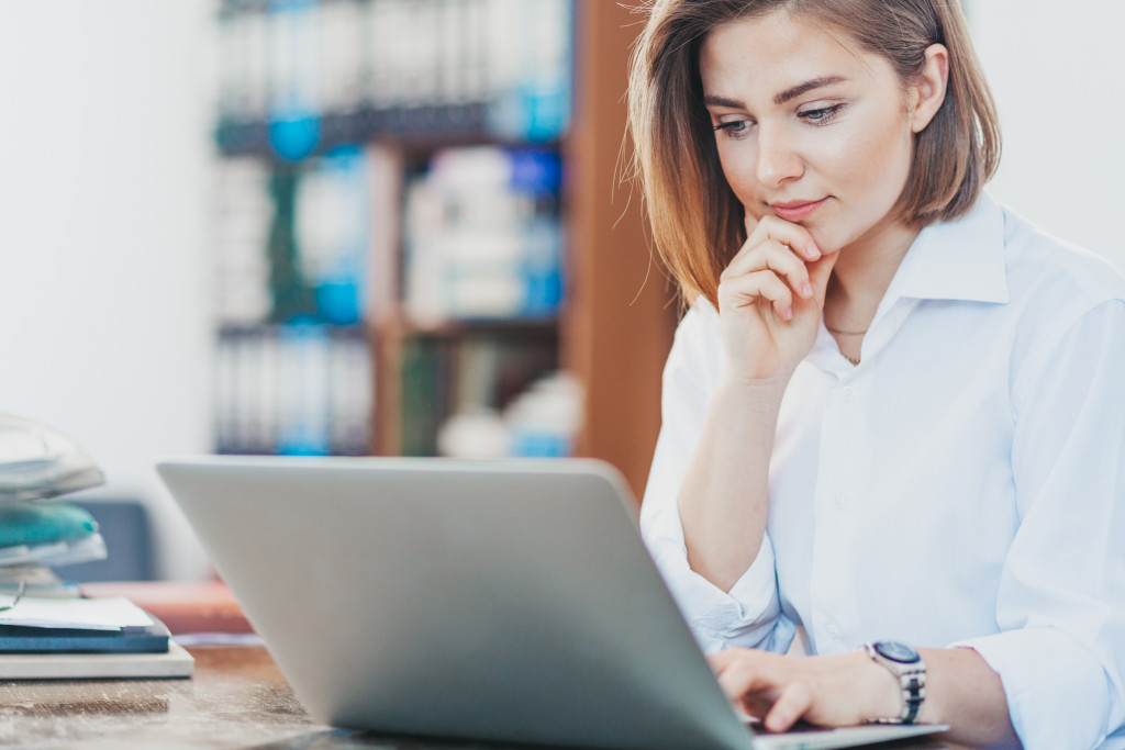 woman working remotely