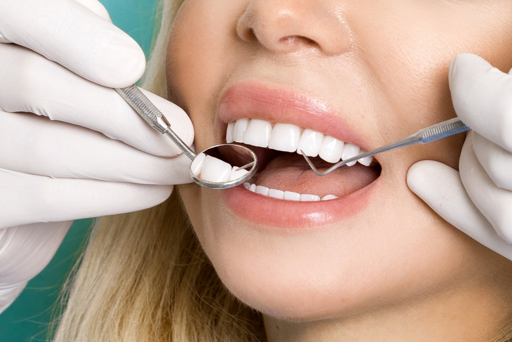 A woman getting dental checkup