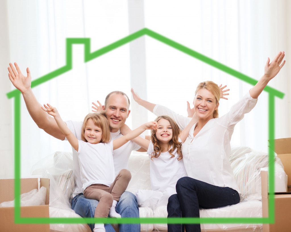 happy family in a environmental friendly home