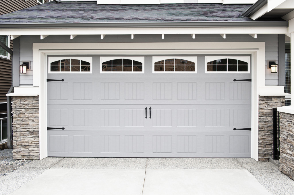 An image of a gray garage door