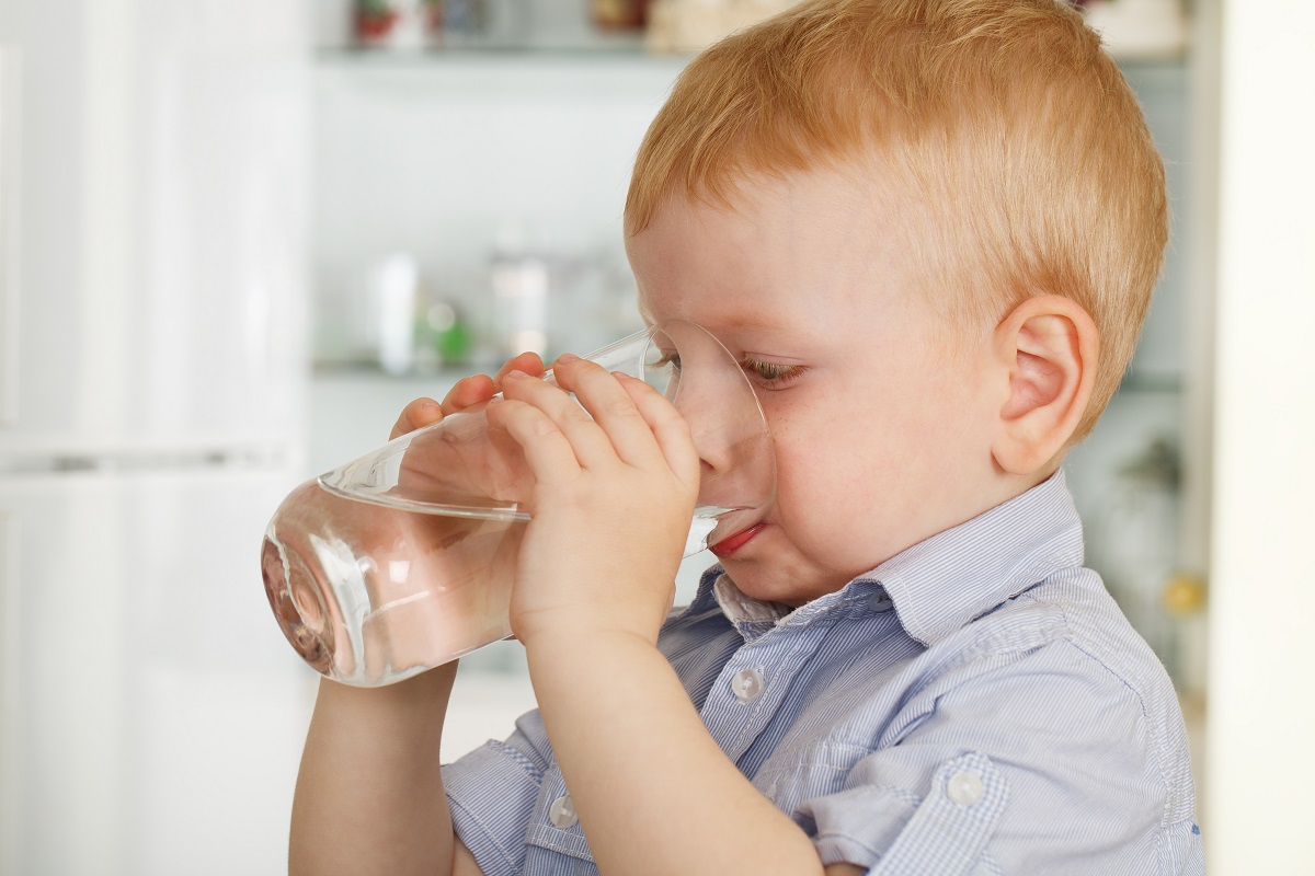 a child drinking water