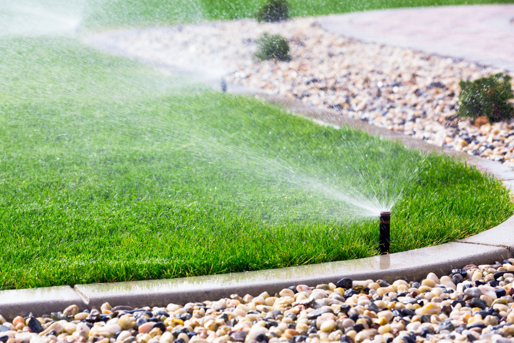 grass getting watered