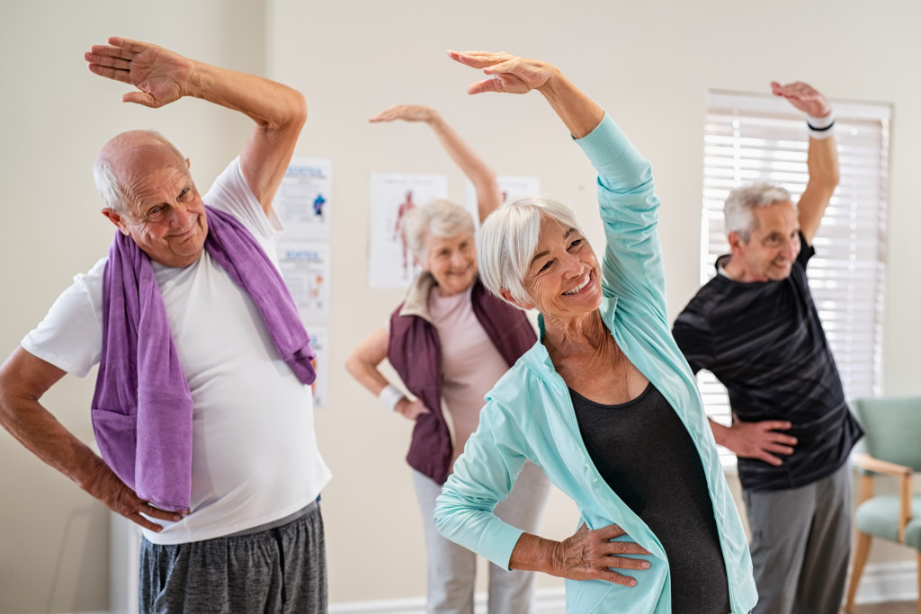 A group of seniors doing a workout