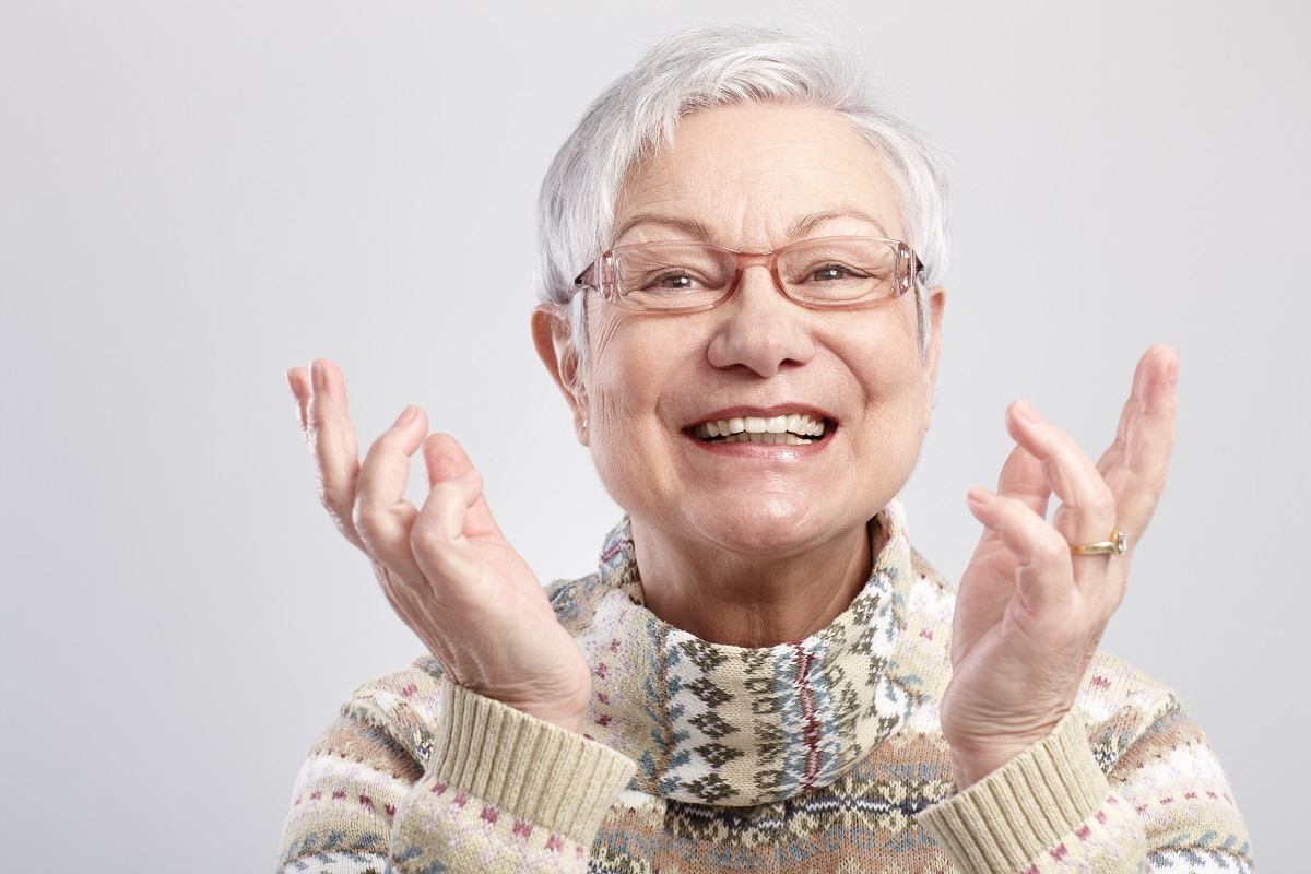 Happy senior woman at home